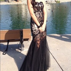 Formal dress XS black beaded